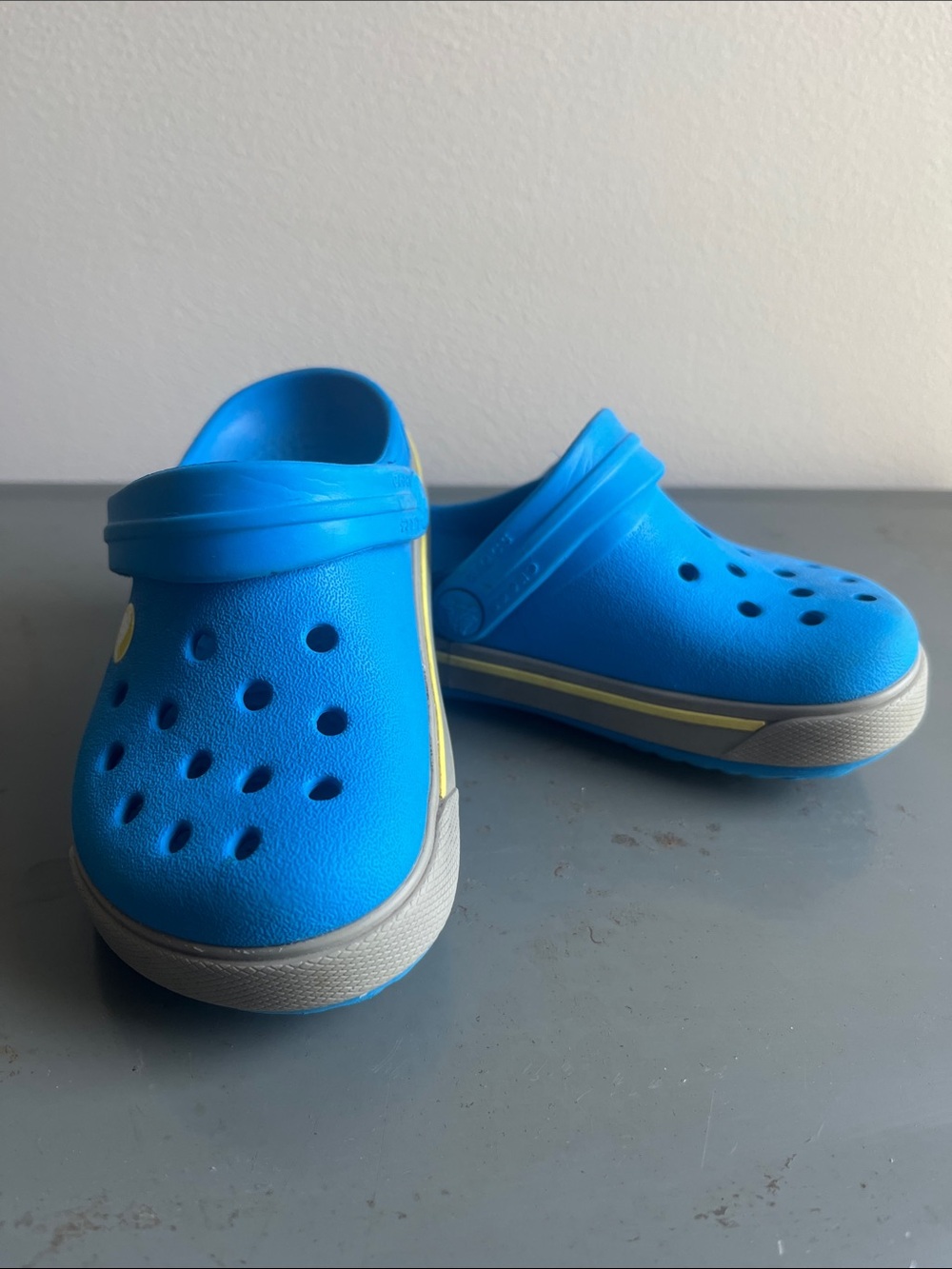 CROCS Kids Bright Blue Clog with Yellow Stripe